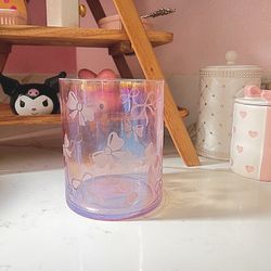 Pink Glass Bow Print Vase 