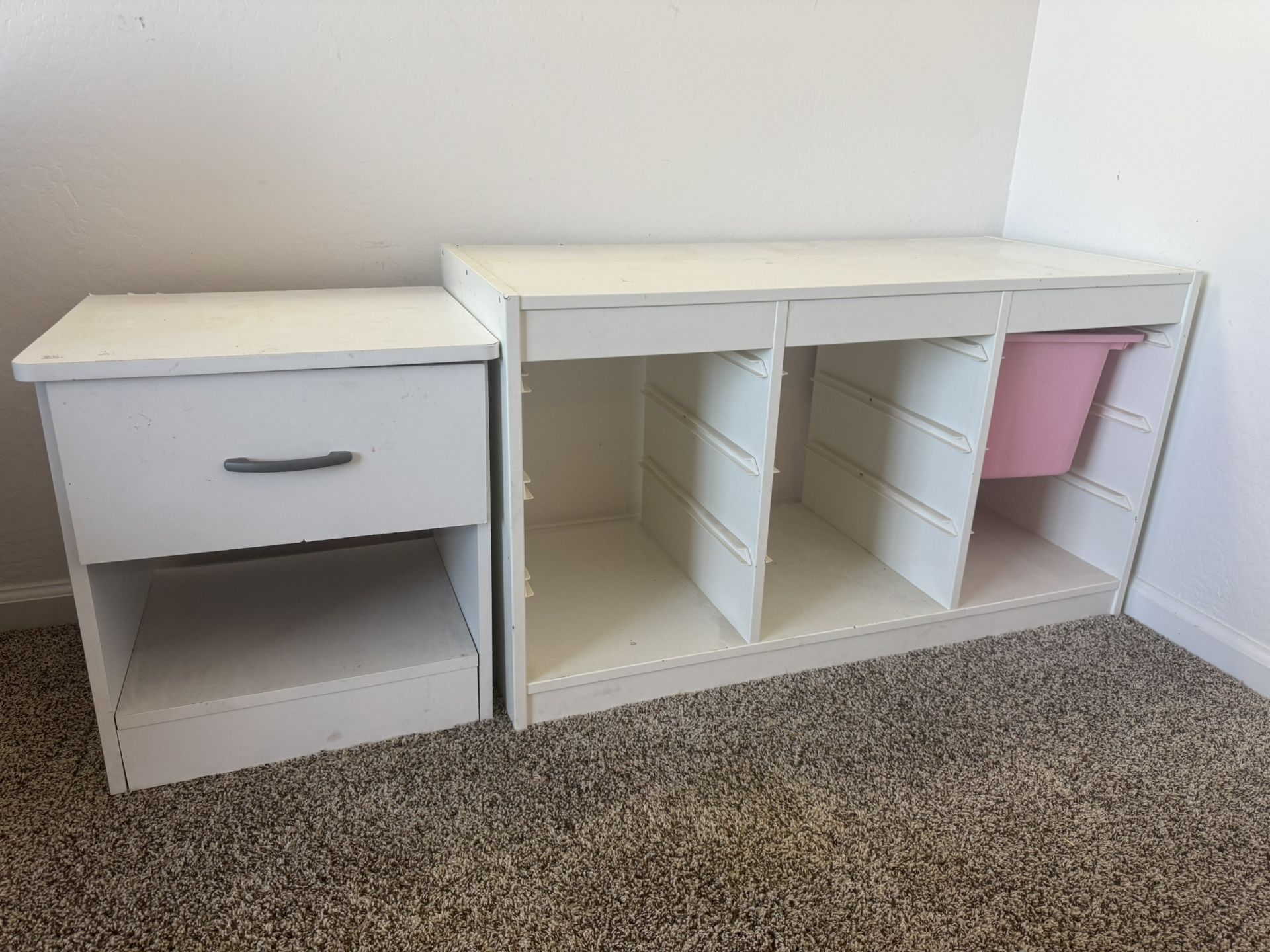 IKEA Trofast Storage Unit + Matching Nightstand / Side Table (White)