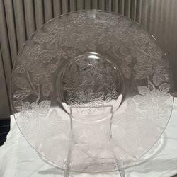 Macbeth Evans Pink Depression Dogwood Glass Serving Plate Platter Antique 1930-34