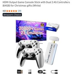 2026 New Retro Gaming Console, Retro Gaming Stick with 20,000+ Classic Game and 23 Game Emulators, Plug & Play 4K HDMI Output Game Console Stick with 