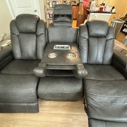 Ashley Furniture Dark Gray Reclining Couches 
