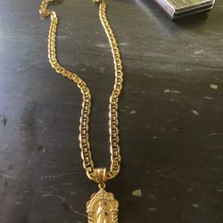 14kt Gold Mary / Mariner Link Necklace 