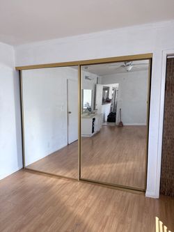 Mirrored Sliding Closet Doors with Tracks – Set of 2