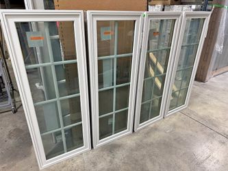 White Vinyl Windows with Grid Pattern – Set of 4