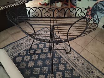 VTG Half Moon Wrought Iron Plant Stand