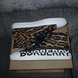 Burberry High Top Sneakers "Leopard Print" Including Matching Dolce & Gabbana Hat 