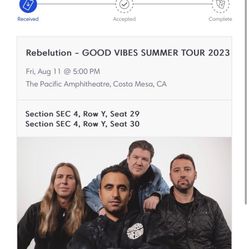 2 Tickets to  Rebelution At The OC Fair Fri. 8/11/23 At 5