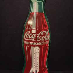 Vintage Coca Cola Metal Advertising Thermometer 