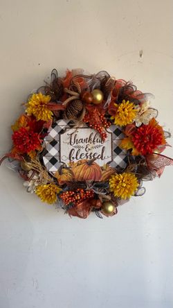 Thankful & Blessed Fall Harvest Wreath