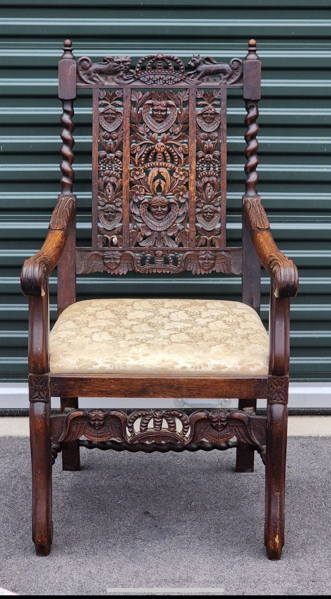 Antique European Throne Chair Ornate Carved