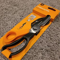 New Fiskars Multi Purpose Garden Household Scissors Knife Wire Cutter Shears With Sharpener Bottle Opener