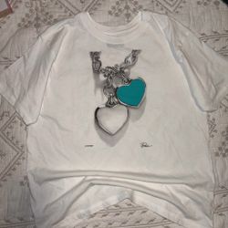 Charmed Heart Necklace Graphic White T-Shirt
