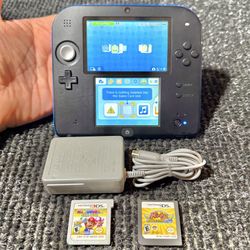 Nintendo 2DS Black / Blue Handheld Console Bundle
