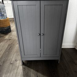 Gray Wood Storage Cabinet