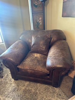Brown Leather Oversized Accent Chair
