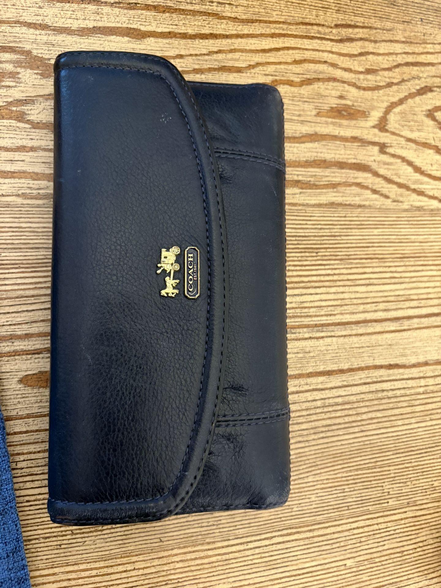 Coach Navy Blue  Accordion Wallet Wristlet 