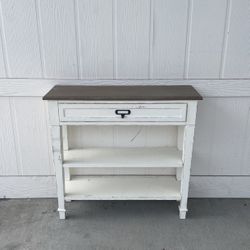 Distressed White 1-Drawer Console Table