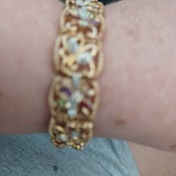 14k Gold Over Sterling Gemstone Bracelet 