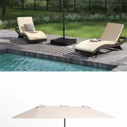 Brand New in sealed box 15’ x 9’ Rectangular Patio Market Umbrella with Base – Beige