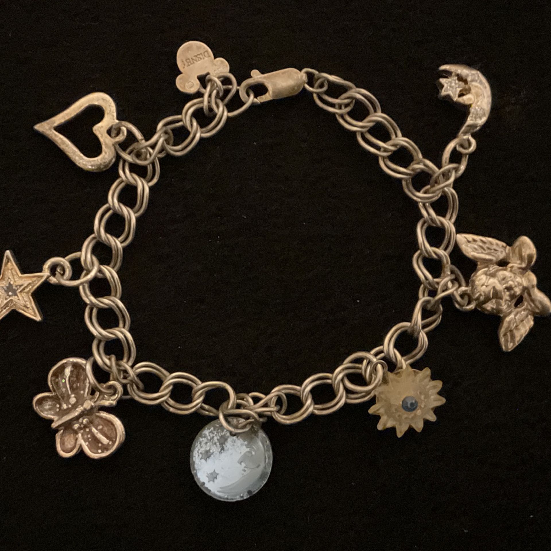 7” Vintage Sterling Silver 925 Charm Bracelet With 8 Charms
