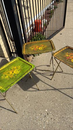 3 vintage LaVada tv folding tables