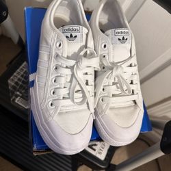 White Adidas Nizza Platform shoes 7.5