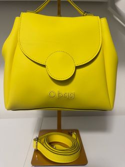O Bag Yellow Structured Handbag with Shoulder Strap