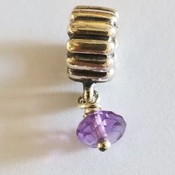 Pandora Charm Sterling Silver And Amethyst 
