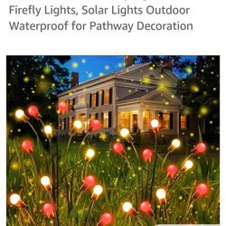 NEW 6pack red and white solar garden lights, outdoor cranberry lights, solar firefly lights, outdoor waterproof for pathway decoration