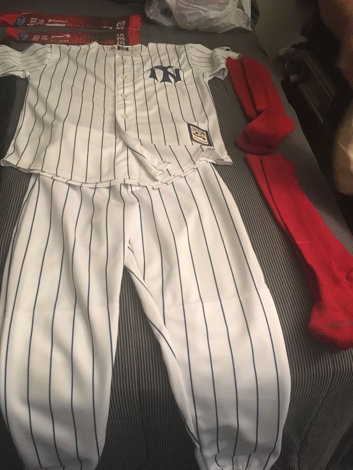 Youth boys baseball clothes, socks arm slip , belt and gloves size medium