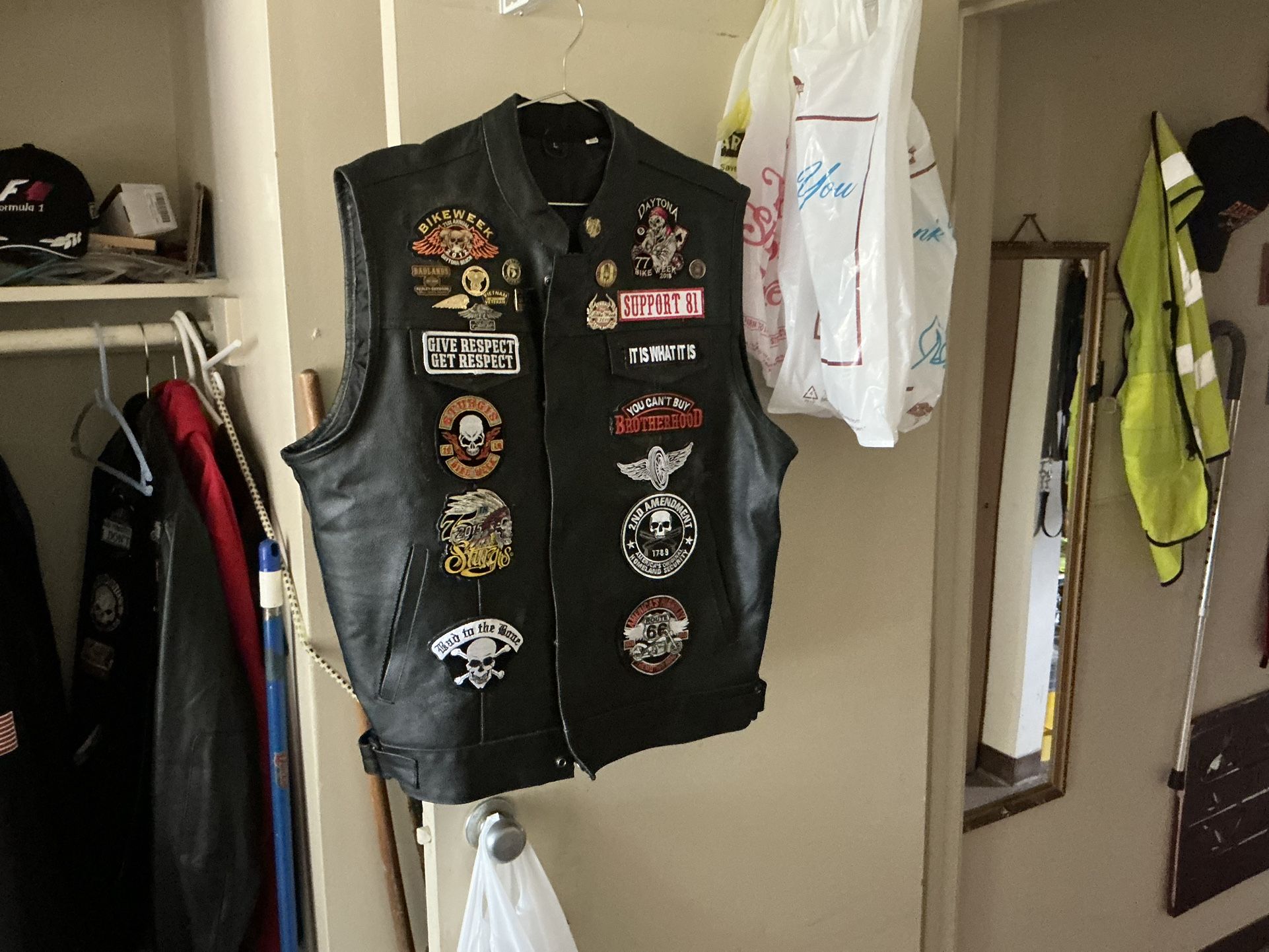 Jackets Fir Bikers Leather Vest Size L