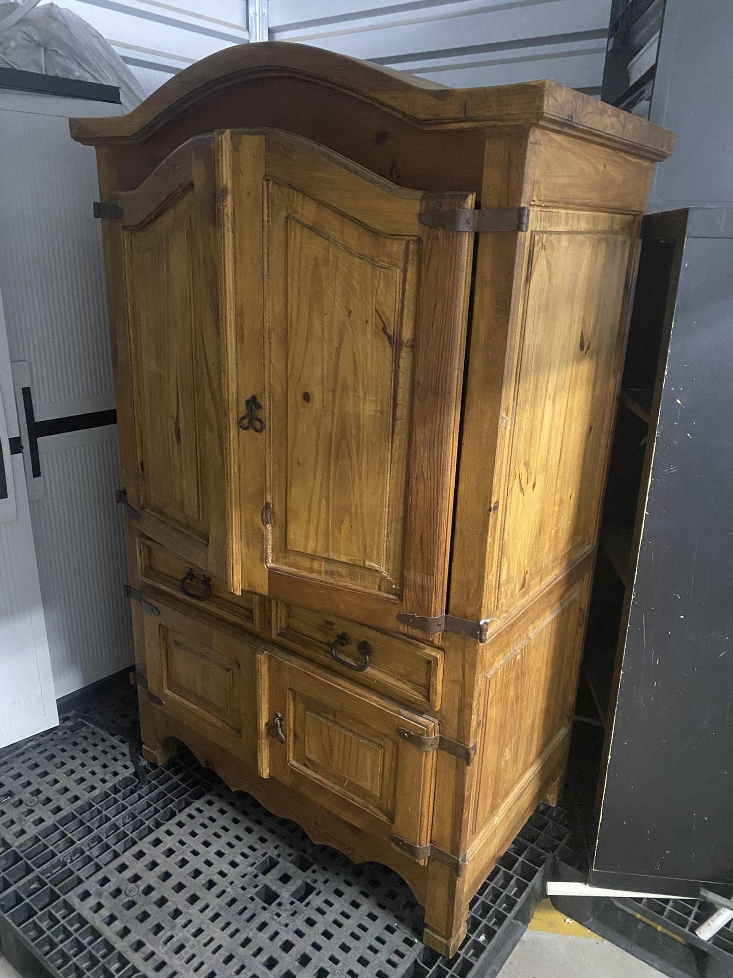 Vintage Wooden Cabinet or TV Stand With Doors And Dresser Drawer