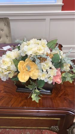 Plastic Flower Arrangement With Vase