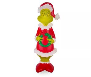 24" Santa Grinch & Wreath LED Blow Mold Decor