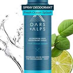 Oars + Alps Full Body Deodorant Spray for Men & Women, Aluminum Free Deodorant Men Spray, Dermatologist Tested, Clean Ingredients, Long Lasting, Odor 