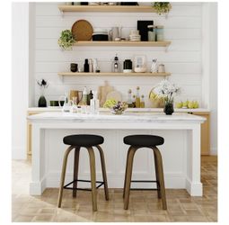 Brad New In Thr Box- Bar Stools Set of 2, Counter Height Backless Bar Stools, 26” Swivel Barstools Kitchen Chair with Upholstered Fabric Seat, Black