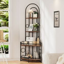 4-Tier Corner Bookshelf,59 Inch Tall Corner Shelf,Open Plant Stand with Metal Frame, Modern Style Storage Rack Shelves,Multipurpose Bookshelf Bookcase