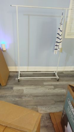 White Rolling Clothes Rack