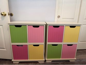 2 Toy Cubbies Nightstands Drawers Kids Children’s Storage Bins