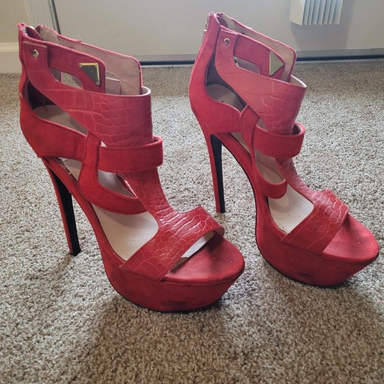 size 9 bebe platform stiletto heels Red