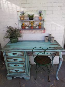 Hand painted distressed desk vanity
