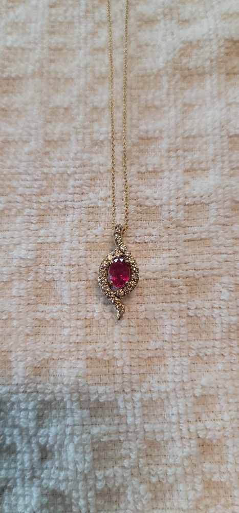 LeVian 14kt YG Natural Ruby and Diamond Necklace