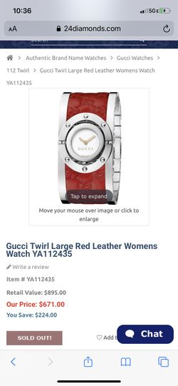 Gucci Twirl red leather watch for women