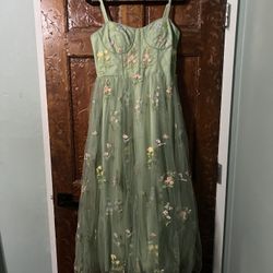 Sage Green Embroidered Corset Dress