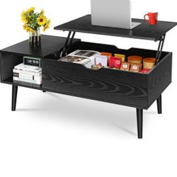 OLIXIS Wood Lift Top Coffee Table with Hidden Compartment and Large Storage
