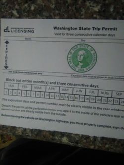 Three day trip permit for Sale in Lakewood, WA - OfferUp