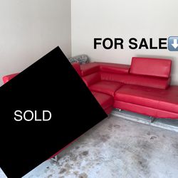 (NEW) Contemporary  Faux Red Leather Sofa