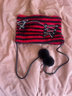 Red and black beanie