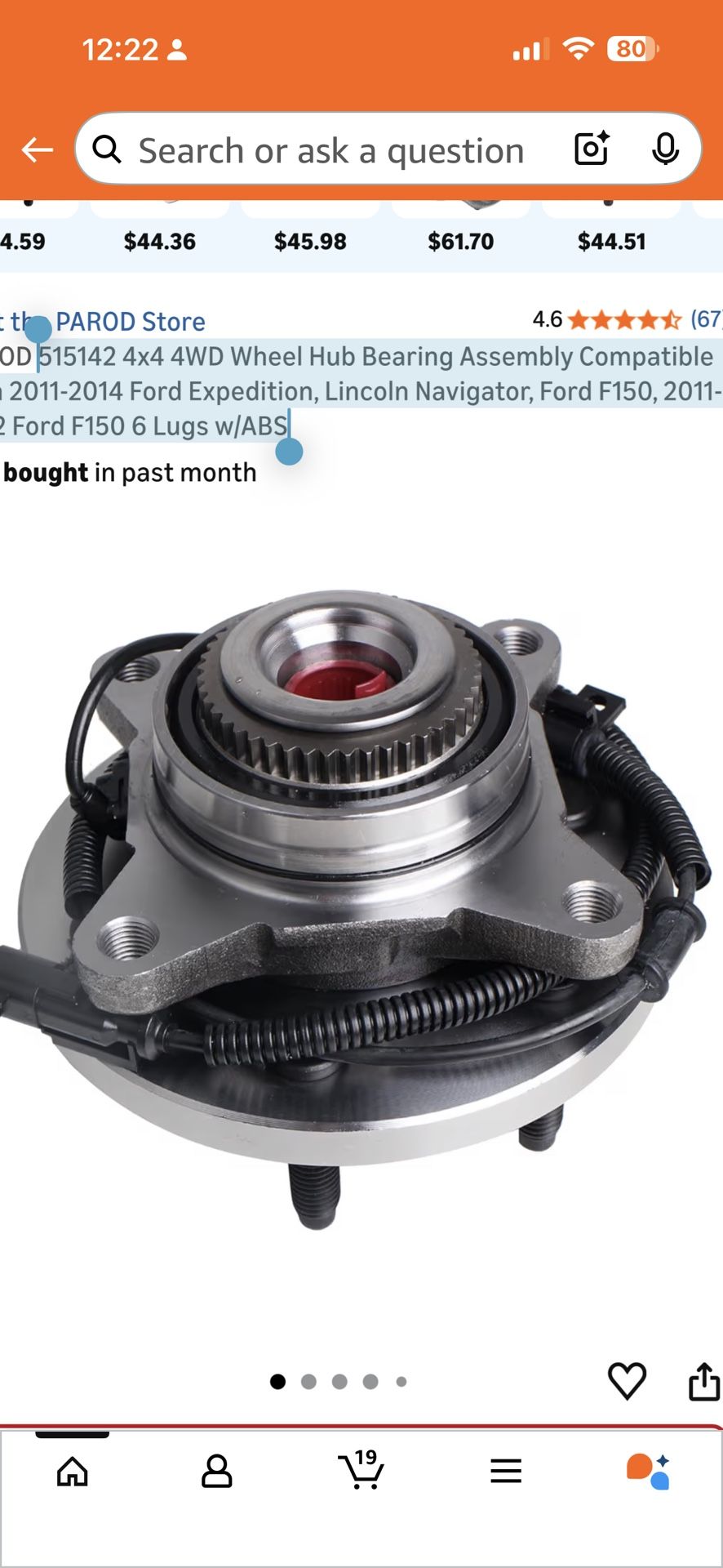 515142 4x4 4WD Wheel Hub Bearing Assembly Compatible with 2011-2014 Ford Expedition, Lincoln Navigator, Ford F150, 2011-2012 Ford F150 6 Lugs w/ABS