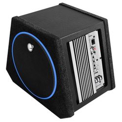Planet Audio 8" Subwoofer with built-in amp, bass knob and 8 gauge OFC amp wiring kit